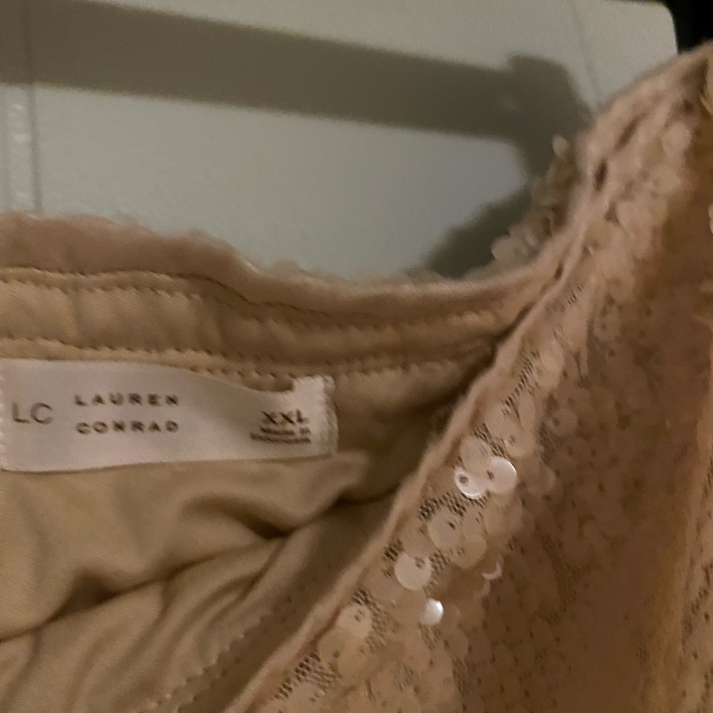 LC Lauren Conrad Shimmering Sequin A-Line Skirt in Gold - Picture 3 of 3